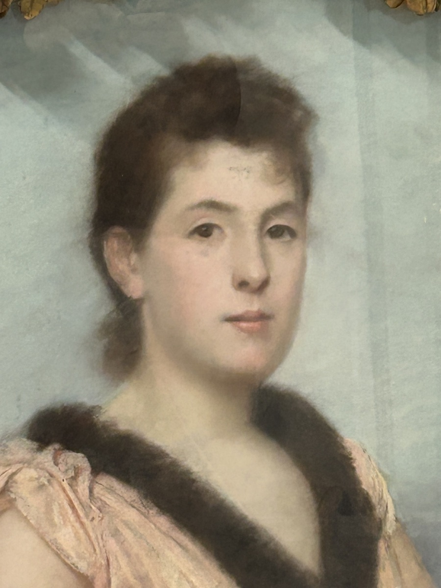 Josè FRAPPA (1854-1904) Pastel - jeune femme à l’éventail - portrait daté 1889-photo-4
