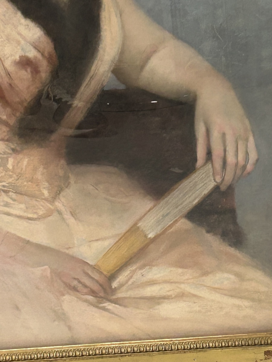 Josè FRAPPA (1854-1904) Pastel - jeune femme à l’éventail - portrait daté 1889-photo-1