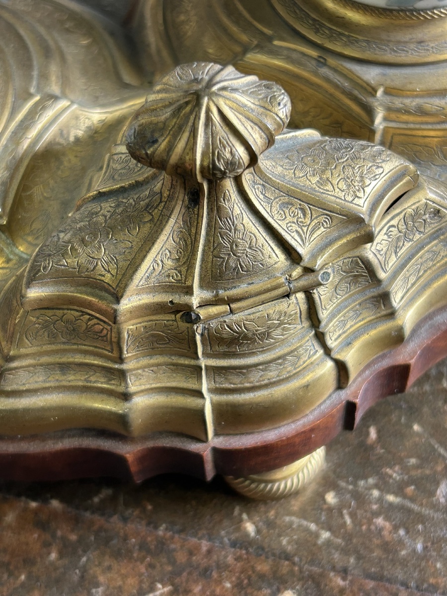 Rare Ormolu And Chinese Porcelain Inkwell From The 19th Century.-photo-6