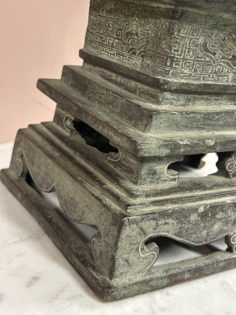 Large Hu Bronze Vase In The Ming Vase Style Late 19th Century - China - Chinese H 54 C-photo-5