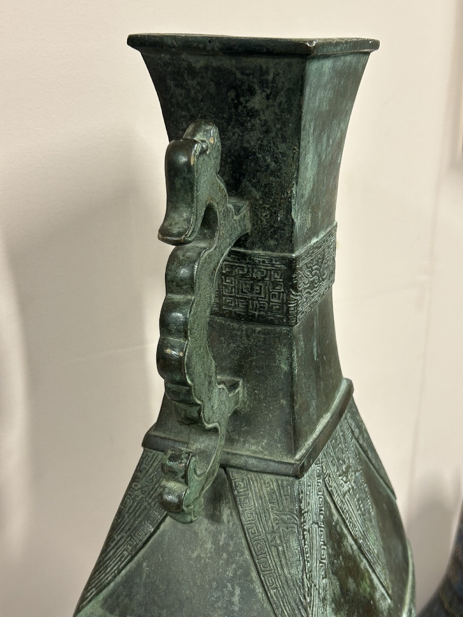 Large Hu Bronze Vase In The Ming Vase Style Late 19th Century - China - Chinese H 54 C-photo-7