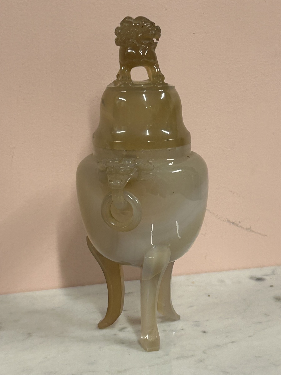 Agate Tripod Perfume Burner And Lid China Circa 1940-50 - Chinese H 17 Cm-photo-3