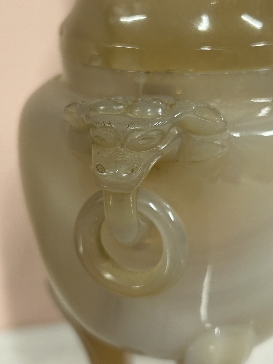 Agate Tripod Perfume Burner And Lid China Circa 1940-50 - Chinese H 17 Cm-photo-4