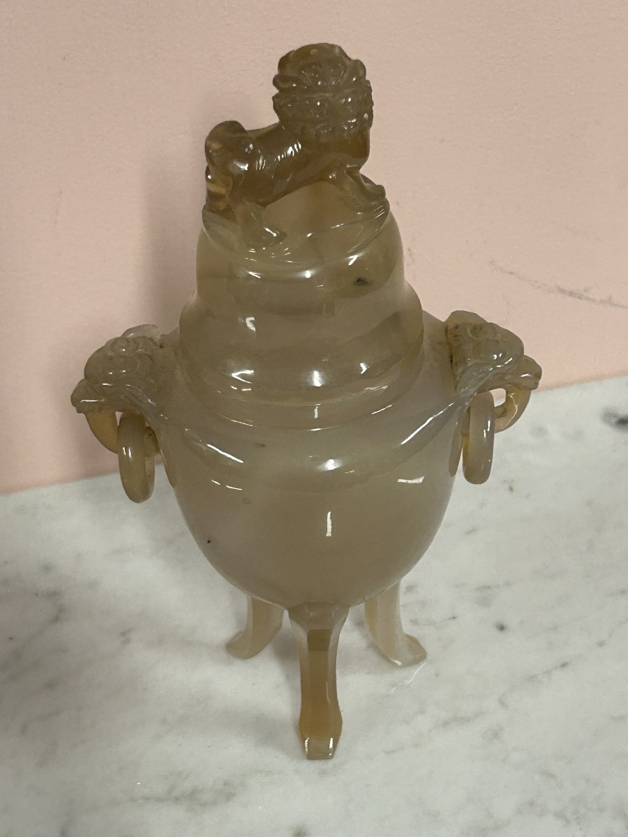 Agate Tripod Perfume Burner And Lid China Circa 1940-50 - Chinese H 17 Cm-photo-1