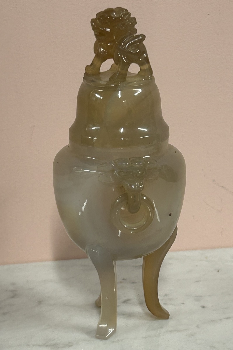 Agate Tripod Perfume Burner And Lid China Circa 1940-50 - Chinese H 17 Cm-photo-3