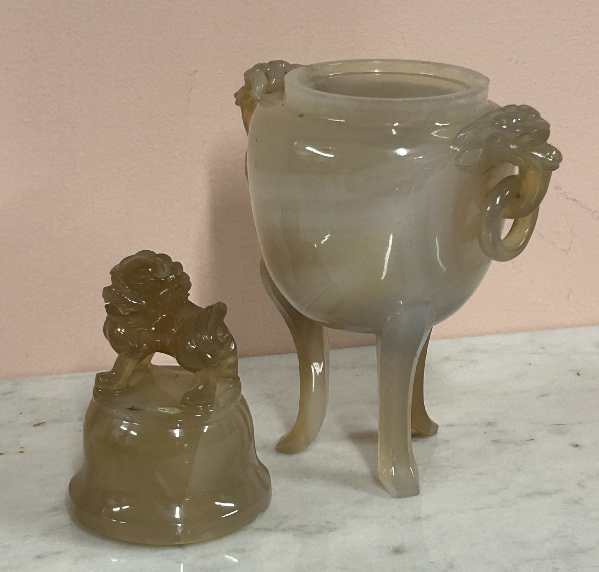 Agate Tripod Perfume Burner And Lid China Circa 1940-50 - Chinese H 17 Cm-photo-4
