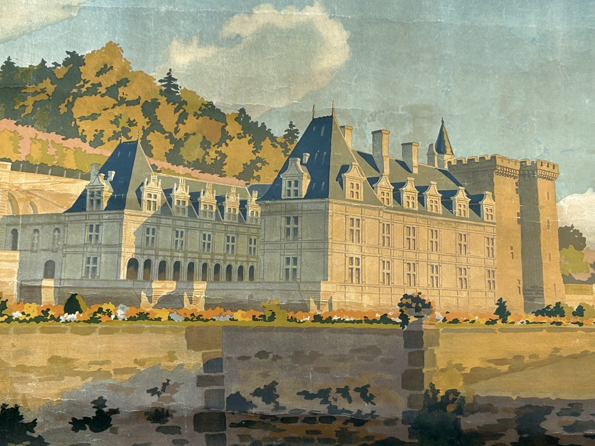 Ancienne affiche de voyage de Constant Duval circa 1920 Chemin de fer d’Orleans Villandry -photo-2