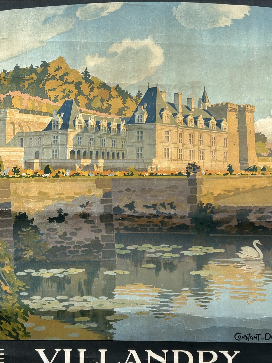 Ancienne affiche de voyage de Constant Duval circa 1920 Chemin de fer d’Orleans Villandry -photo-4