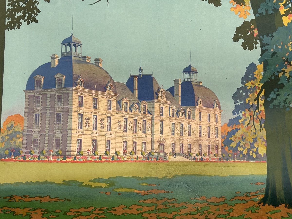 Ancienne affiche de voyage de Constant Duval circa 1920 Chemin de fer d’Orleans CHEVERNY -photo-2