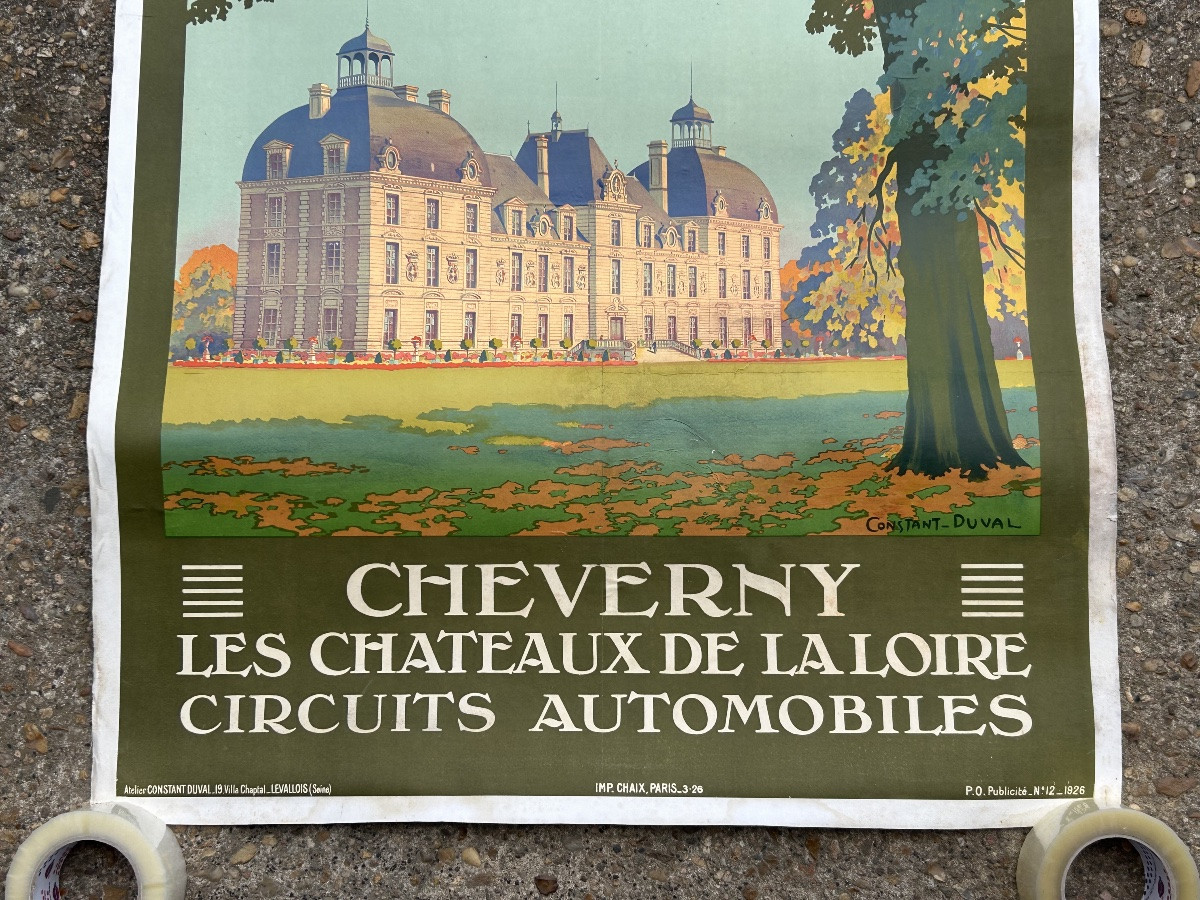 Ancienne affiche de voyage de Constant Duval circa 1920 Chemin de fer d’Orleans CHEVERNY -photo-3