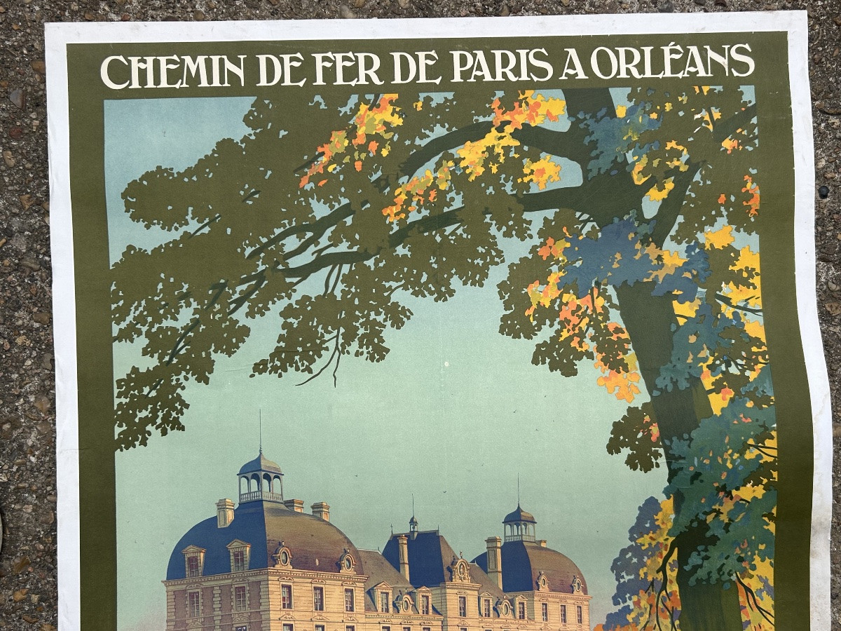 Ancienne affiche de voyage de Constant Duval circa 1920 Chemin de fer d’Orleans CHEVERNY -photo-4
