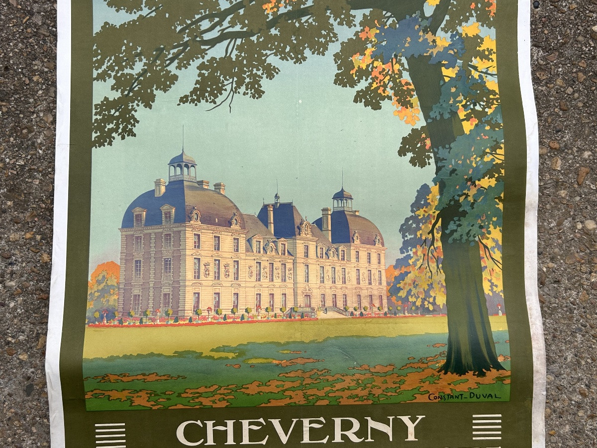 Ancienne affiche de voyage de Constant Duval circa 1920 Chemin de fer d’Orleans CHEVERNY -photo-5