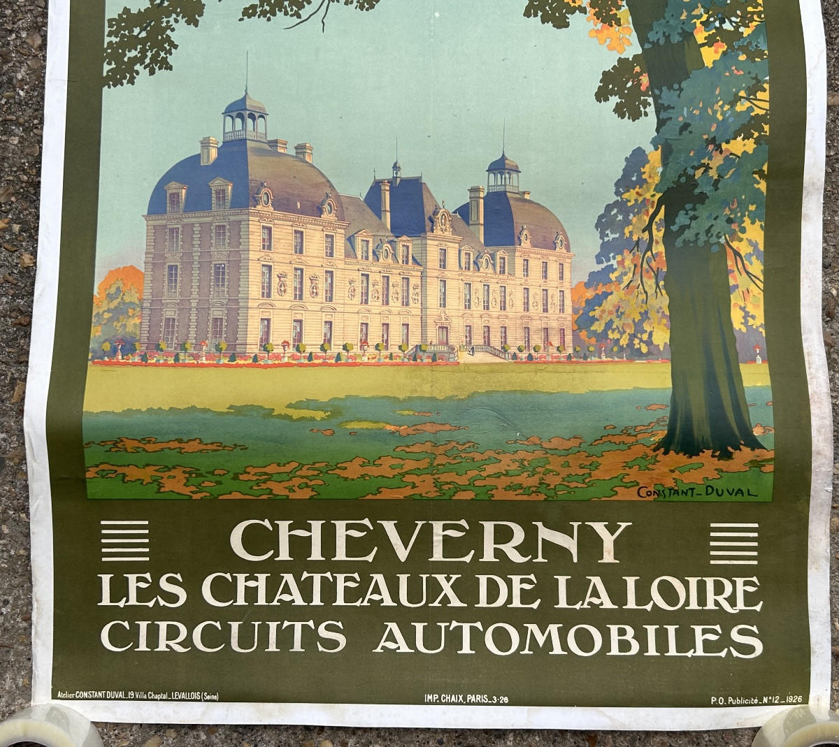 Ancienne affiche de voyage de Constant Duval circa 1920 Chemin de fer d’Orleans CHEVERNY -photo-6