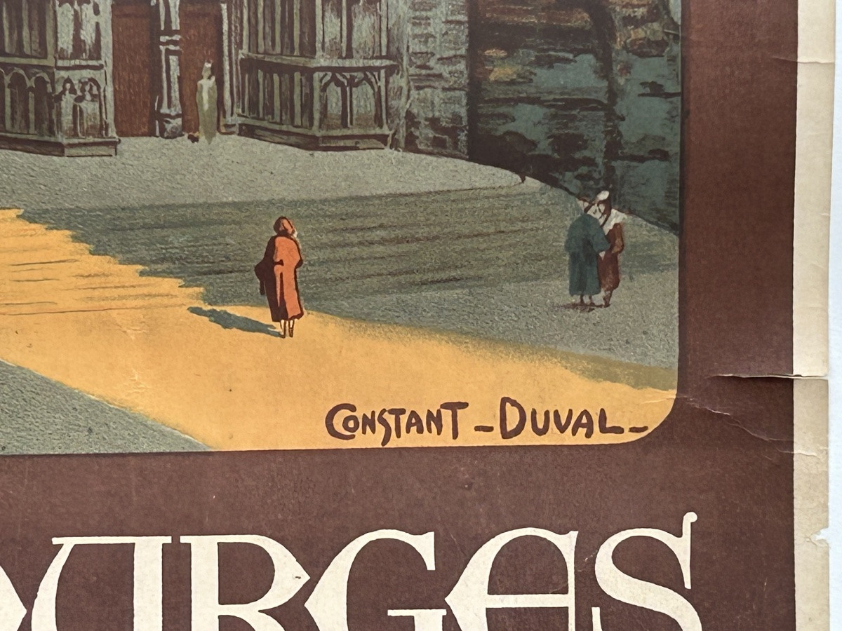 Ancienne affiche de voyage de Constant Duval  Chemin de fer d’Orleans Cathédrale de Bourges  -photo-1