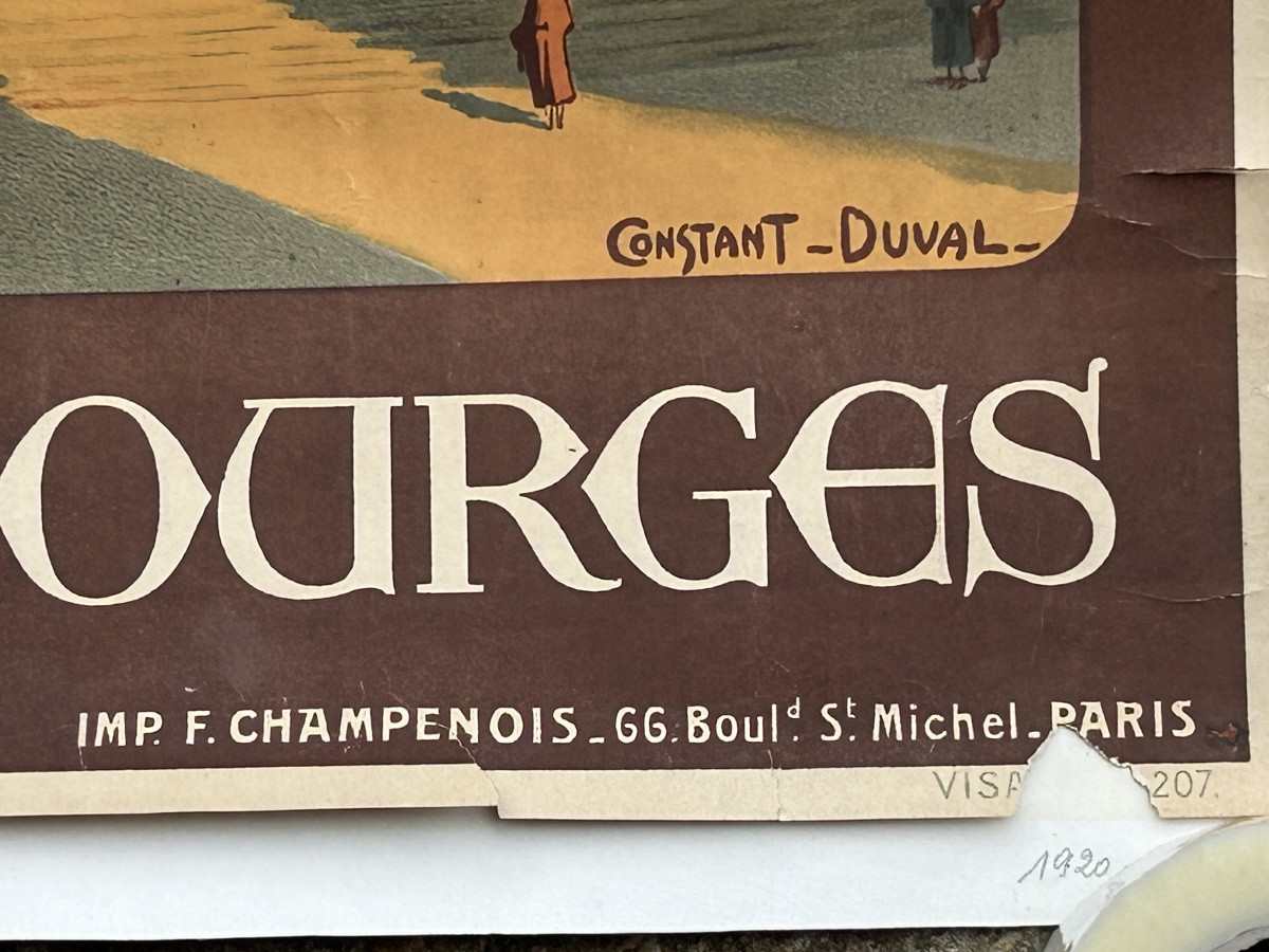 Ancienne affiche de voyage de Constant Duval  Chemin de fer d’Orleans Cathédrale de Bourges  -photo-2