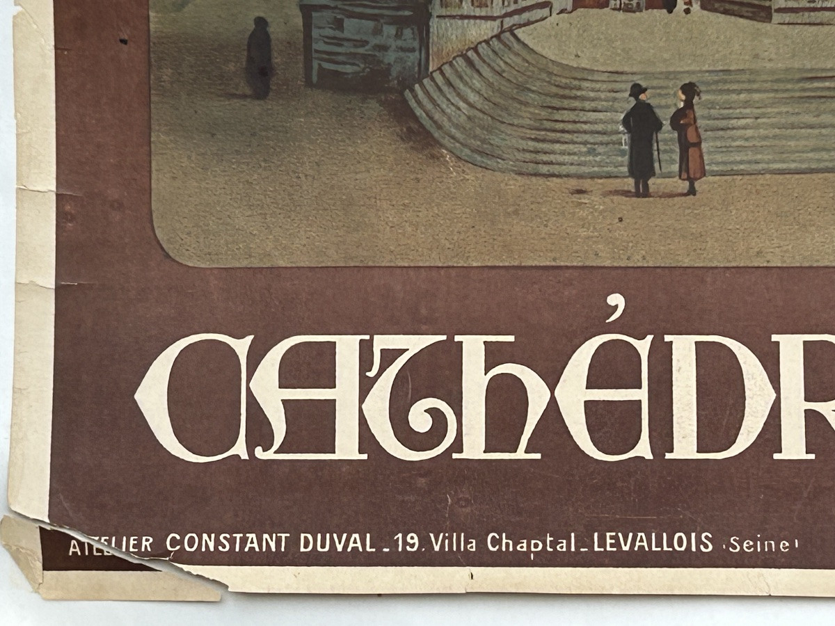 Ancienne affiche de voyage de Constant Duval  Chemin de fer d’Orleans Cathédrale de Bourges  -photo-3