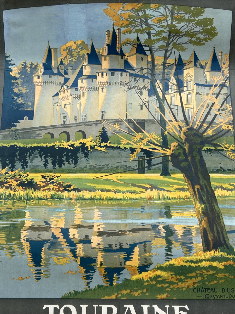 Ancienne affiche de voyage de Constant Duval circa 1920 Chemin de fer d’Orleans Château d’Ussé-photo-2