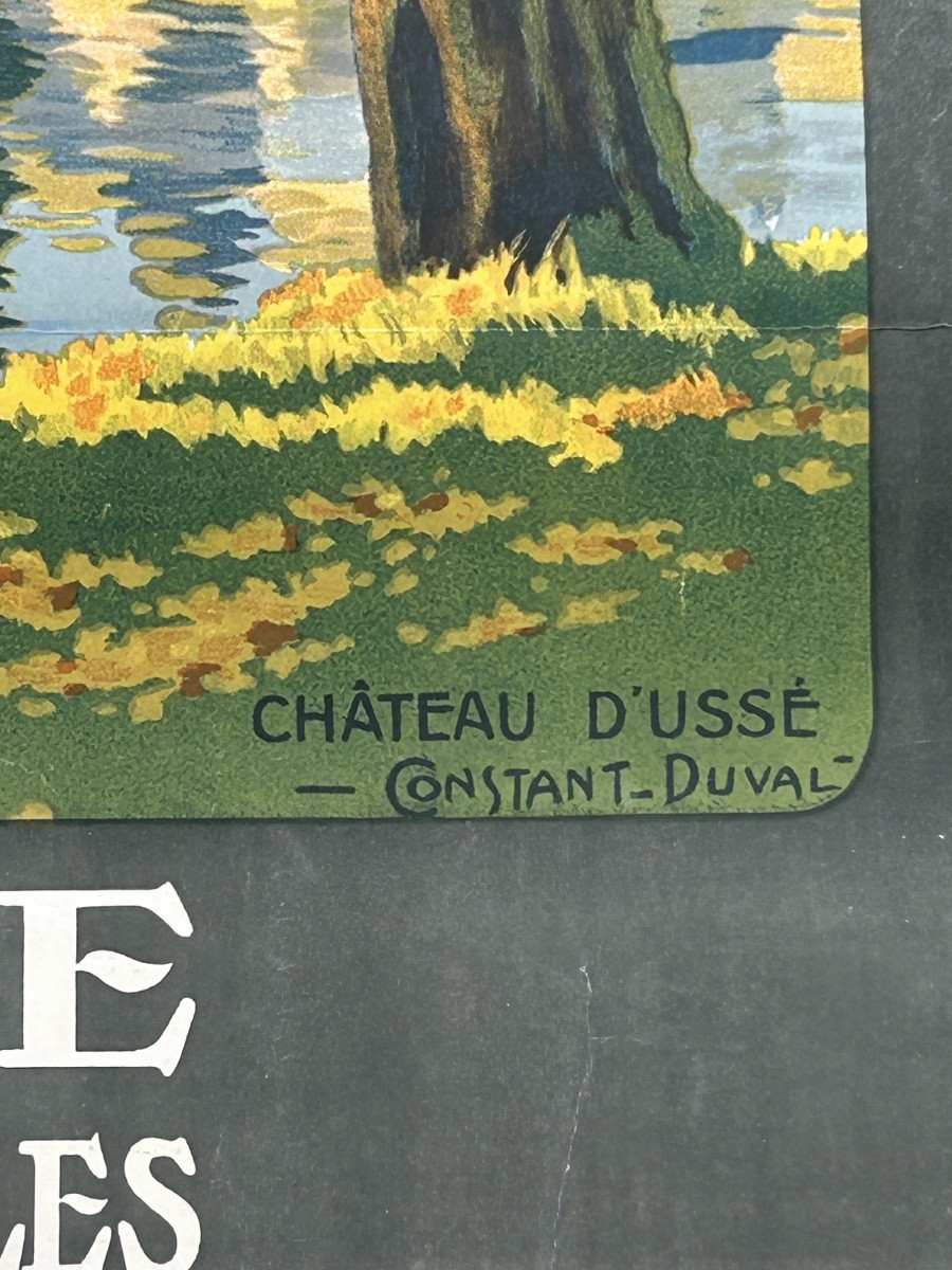 Ancienne affiche de voyage de Constant Duval circa 1920 Chemin de fer d’Orleans Château d’Ussé-photo-3