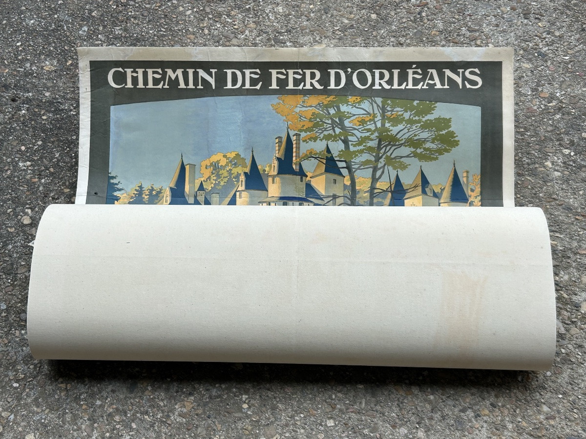 Ancienne affiche de voyage de Constant Duval circa 1920 Chemin de fer d’Orleans Château d’Ussé-photo-7