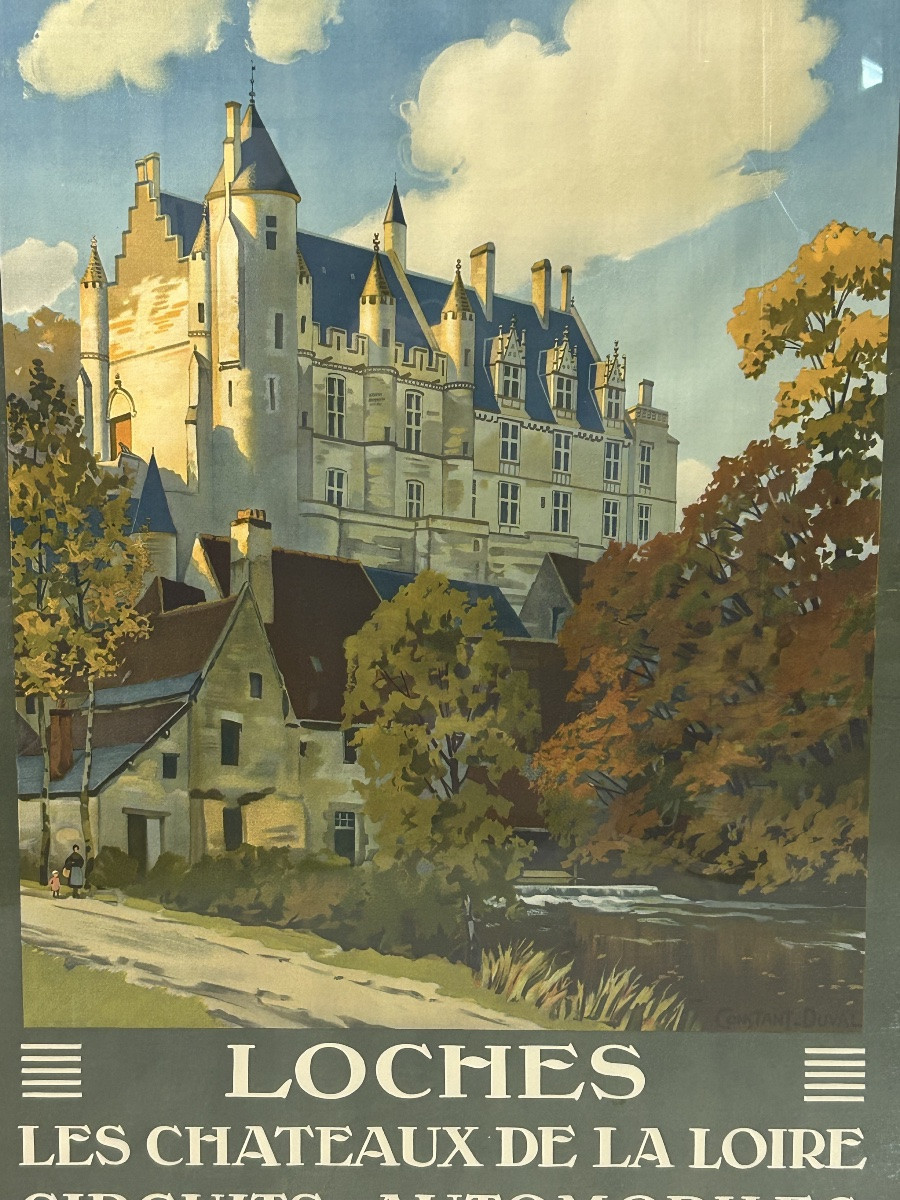 Ancienne affiche de voyage de Constant Duval Chemin de fer de Paris Orleans Loches circuit auto-photo-2