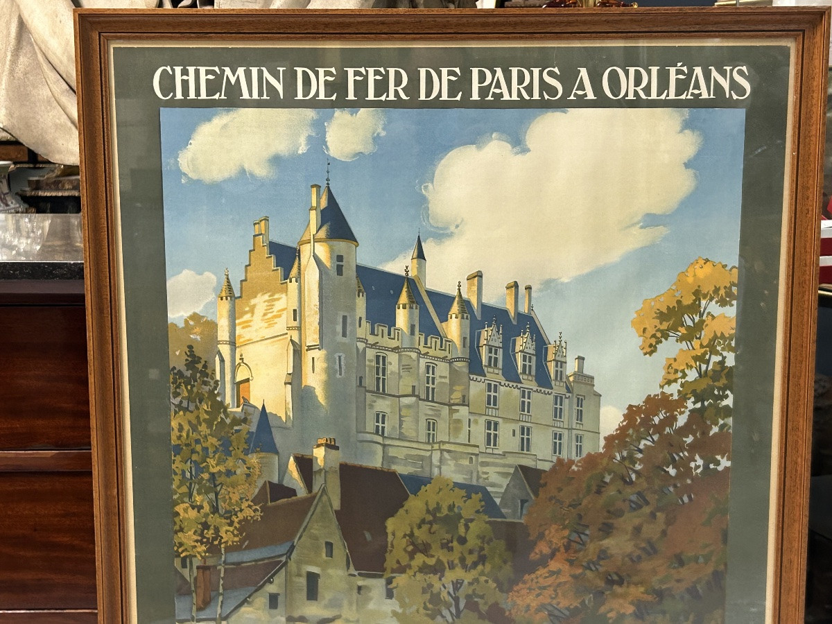 Ancienne affiche de voyage de Constant Duval Chemin de fer de Paris Orleans Loches circuit auto-photo-3