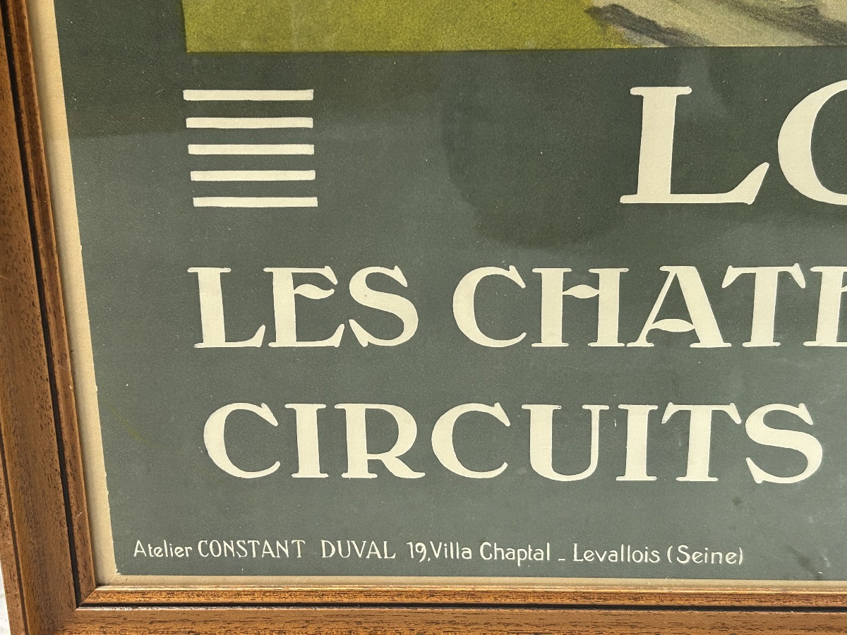 Ancienne affiche de voyage de Constant Duval Chemin de fer de Paris Orleans Loches circuit auto-photo-4