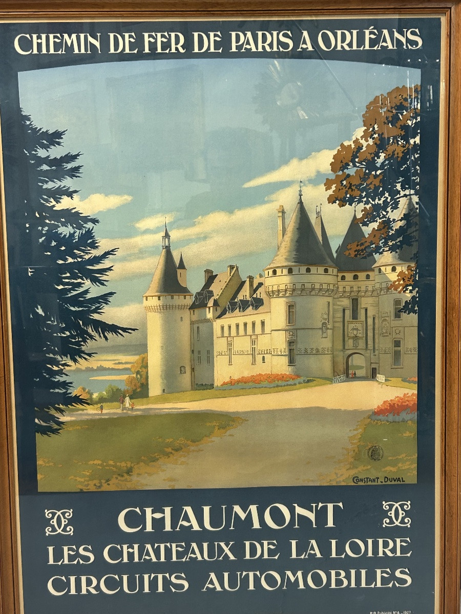 Ancienne affiche de voyage de Constant Duval Chemin de fer de Paris Orleans Chaumont circuit -photo-2