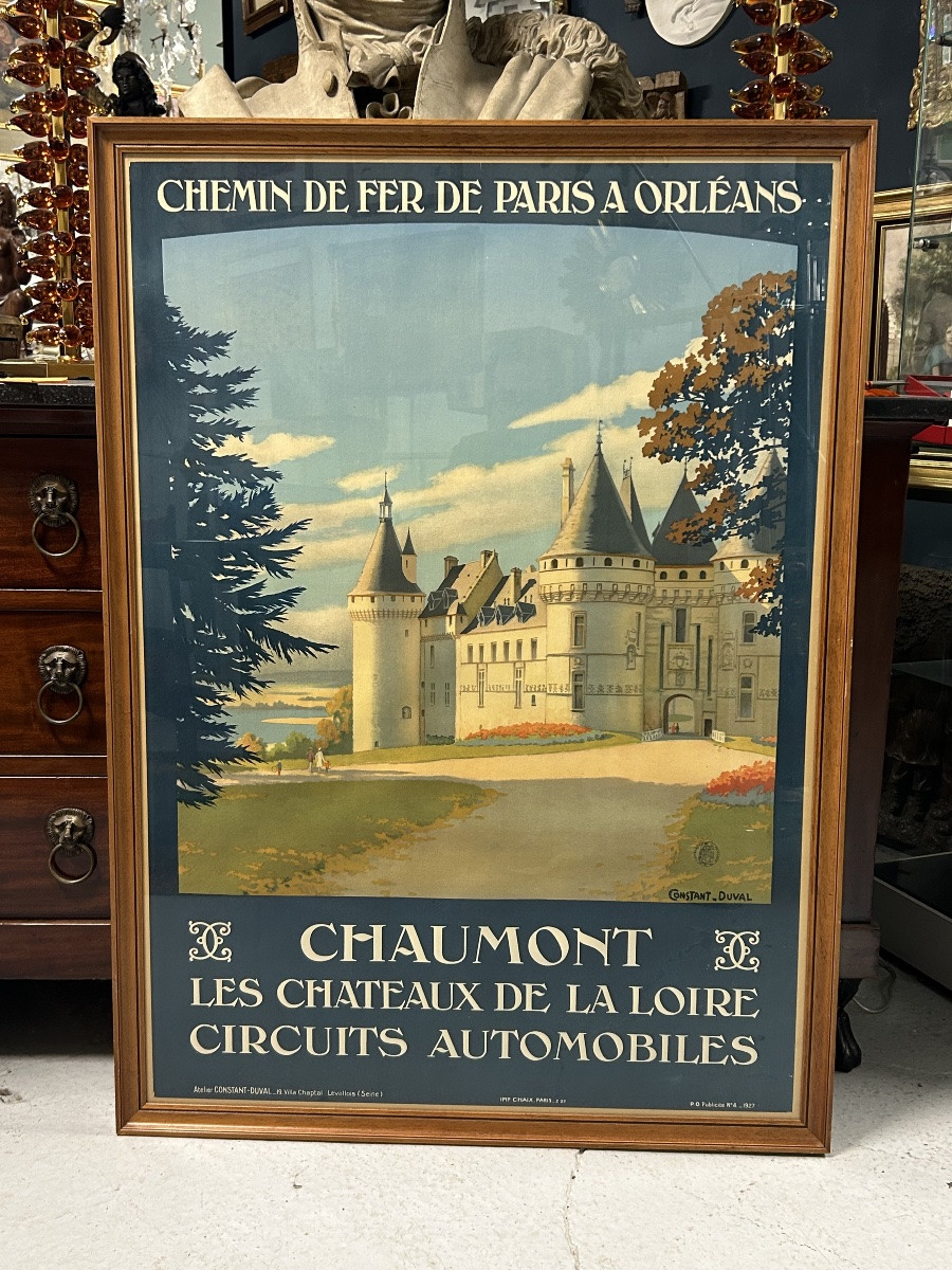 Ancienne affiche de voyage de Constant Duval Chemin de fer de Paris Orleans Chaumont circuit -photo-7