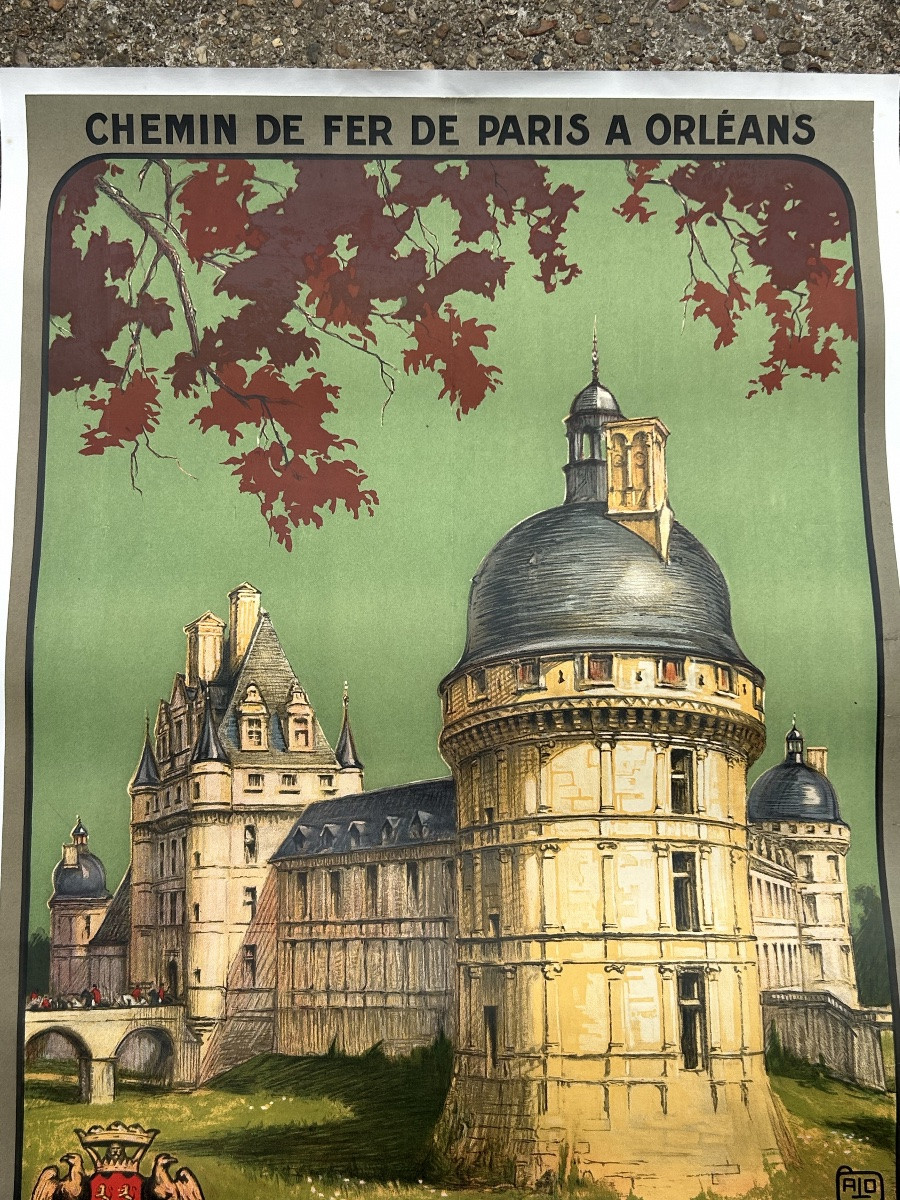 Affiche ancienne originale Château de la Loire chemin de fer Paris Orleans VALENÇAY - ALO -photo-2