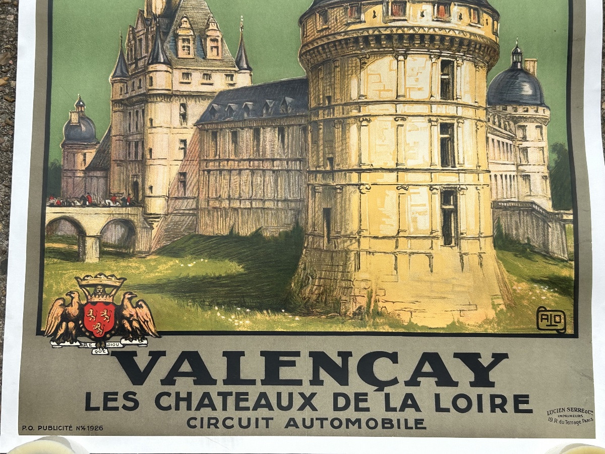 Affiche ancienne originale Château de la Loire chemin de fer Paris Orleans VALENÇAY - ALO -photo-5