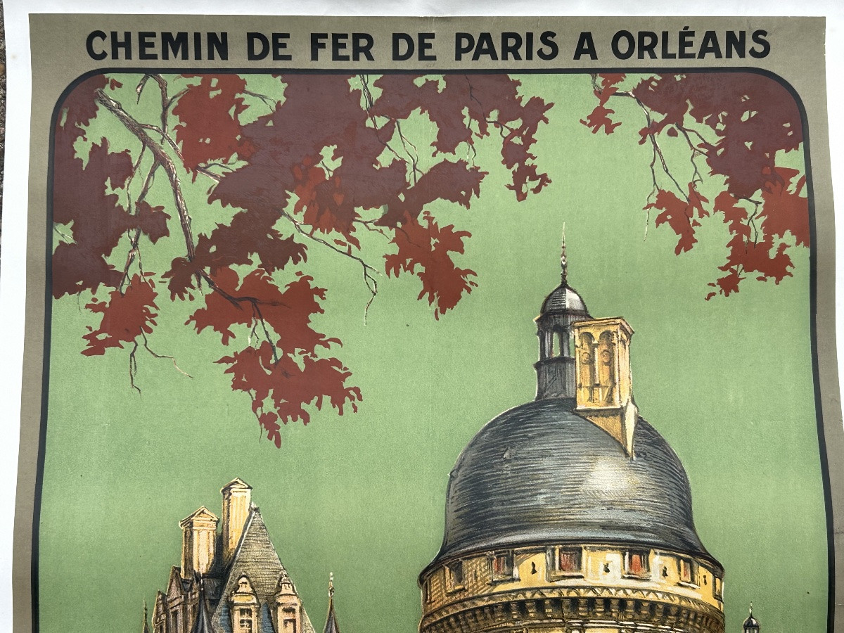 Affiche ancienne originale Château de la Loire chemin de fer Paris Orleans VALENÇAY - ALO -photo-6