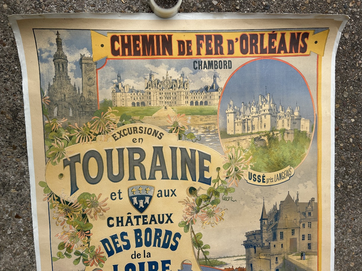 Affiche ancienne chemin de fer d’Orleans Châteaux des Bords de la Loire 1893 G Fraipont -photo-2