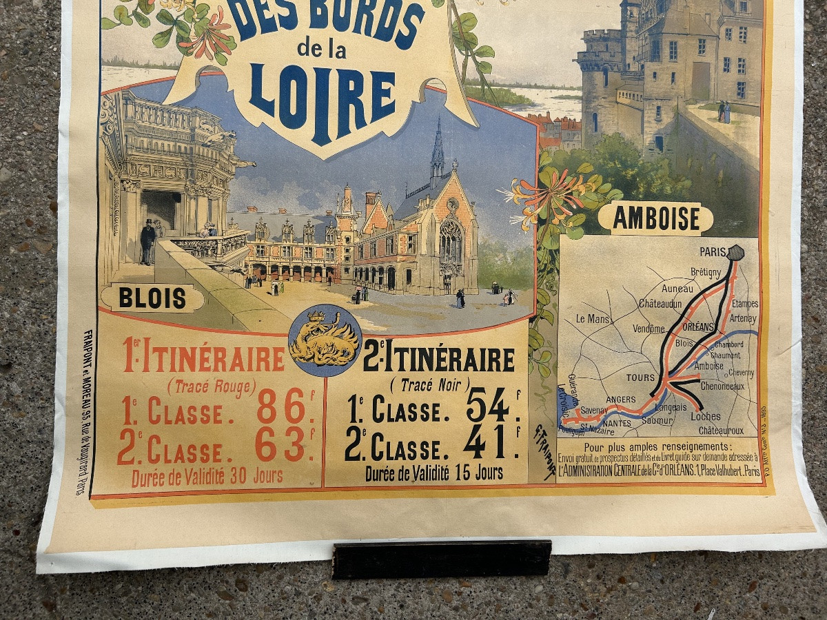 Affiche ancienne chemin de fer d’Orleans Châteaux des Bords de la Loire 1893 G Fraipont -photo-4