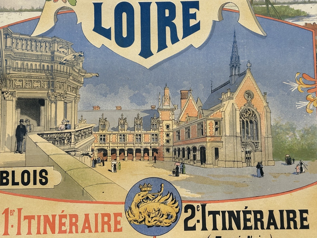 Affiche ancienne chemin de fer d’Orleans Châteaux des Bords de la Loire 1893 G Fraipont -photo-3