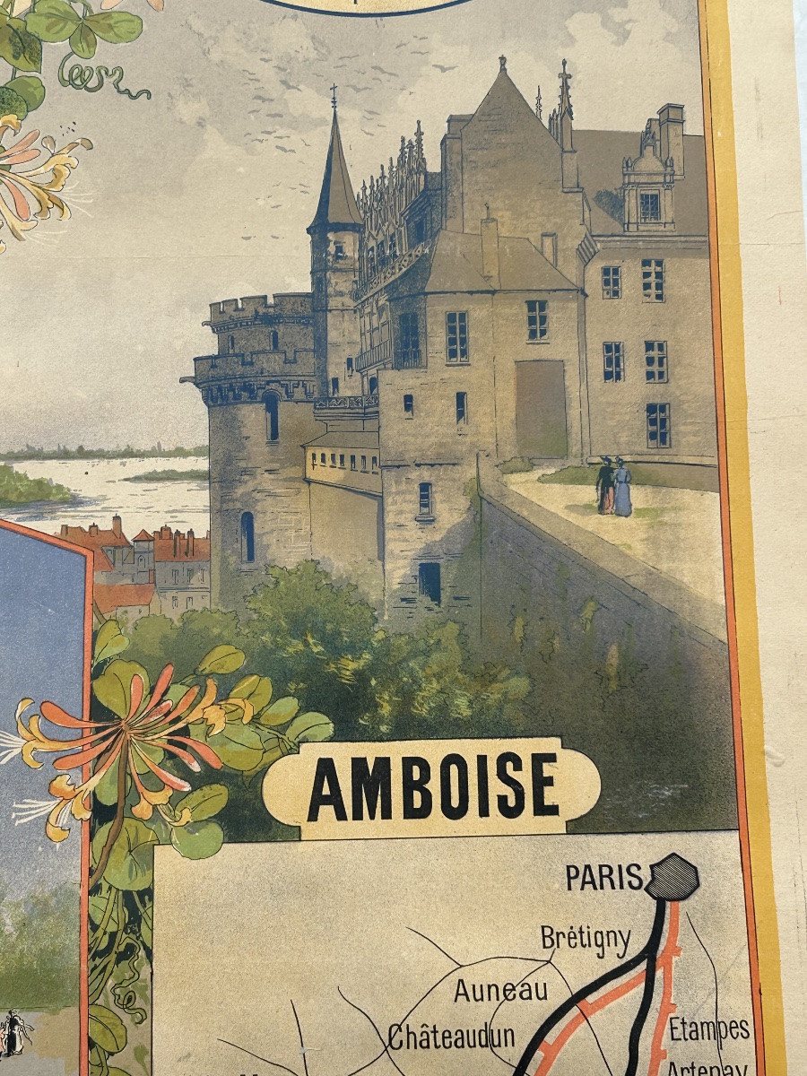 Affiche ancienne chemin de fer d’Orleans Châteaux des Bords de la Loire 1893 G Fraipont -photo-4