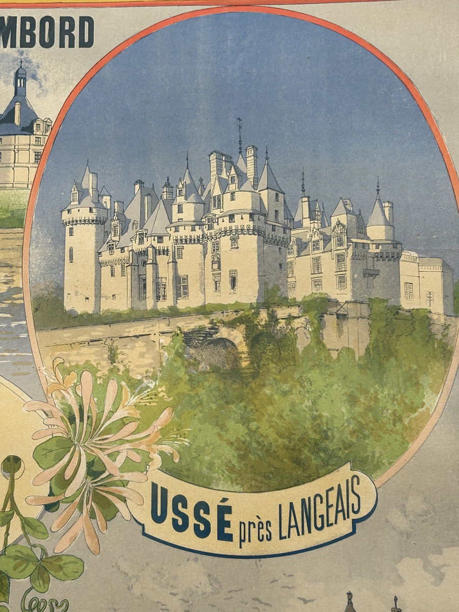 Affiche ancienne chemin de fer d’Orleans Châteaux des Bords de la Loire 1893 G Fraipont -photo-5