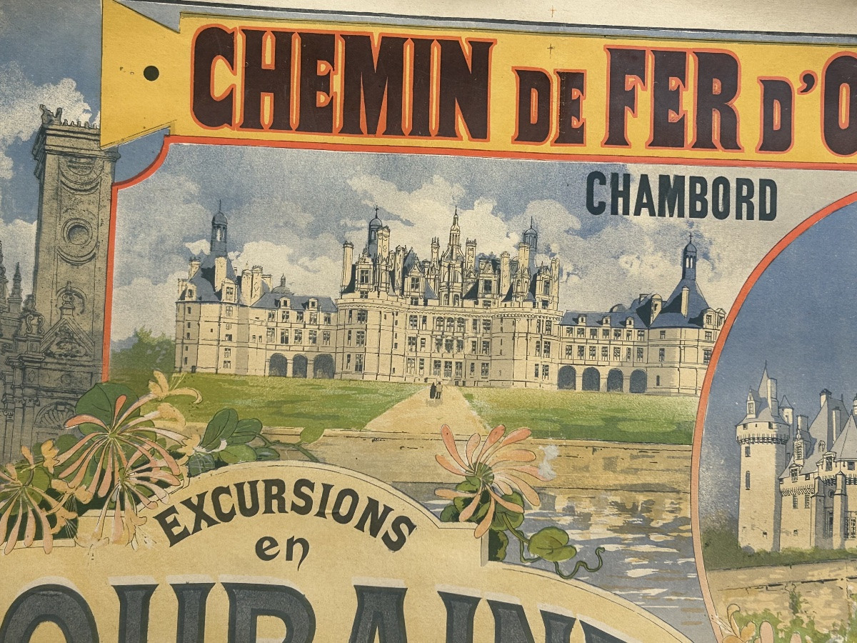 Affiche ancienne chemin de fer d’Orleans Châteaux des Bords de la Loire 1893 G Fraipont -photo-6