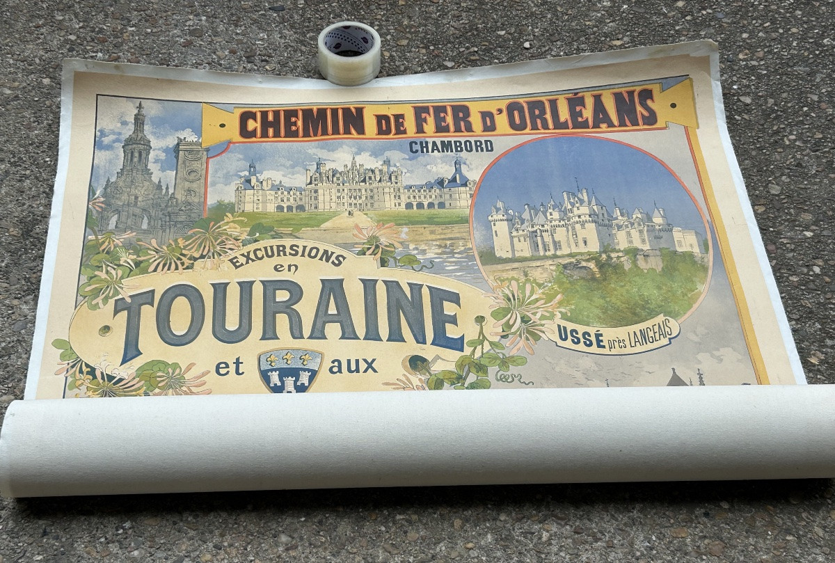 Affiche ancienne chemin de fer d’Orleans Châteaux des Bords de la Loire 1893 G Fraipont -photo-8