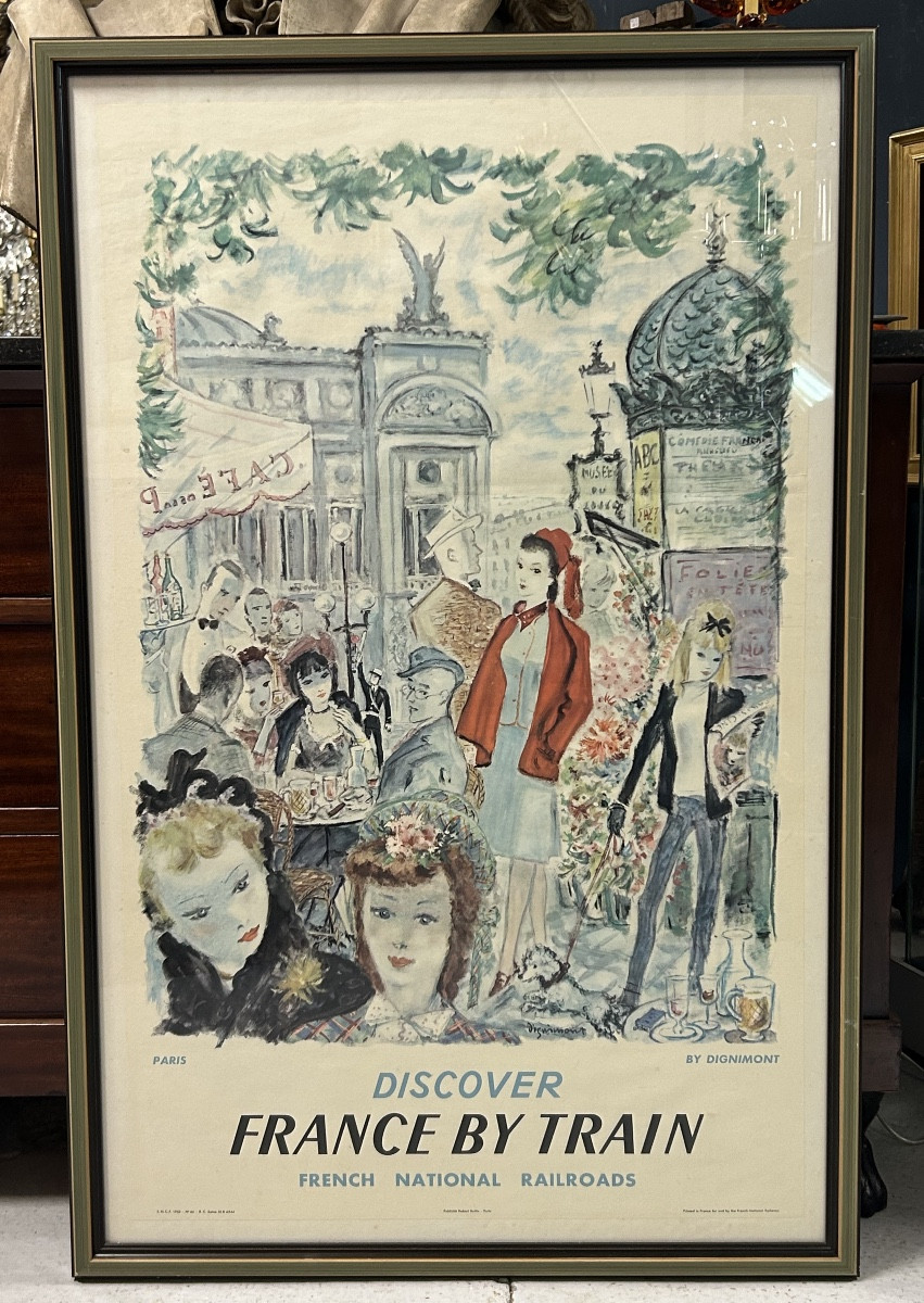 Affiche ancienne de voyage Française Paris société Nationale des Chemins de fer 1962