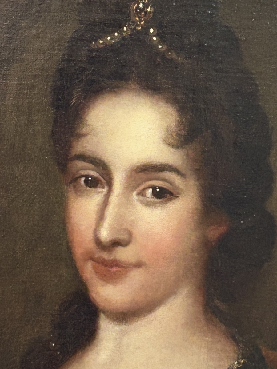 École Française du XVIIe portrait de femme de Qualité au diadème goût de François de Troy-photo-4
