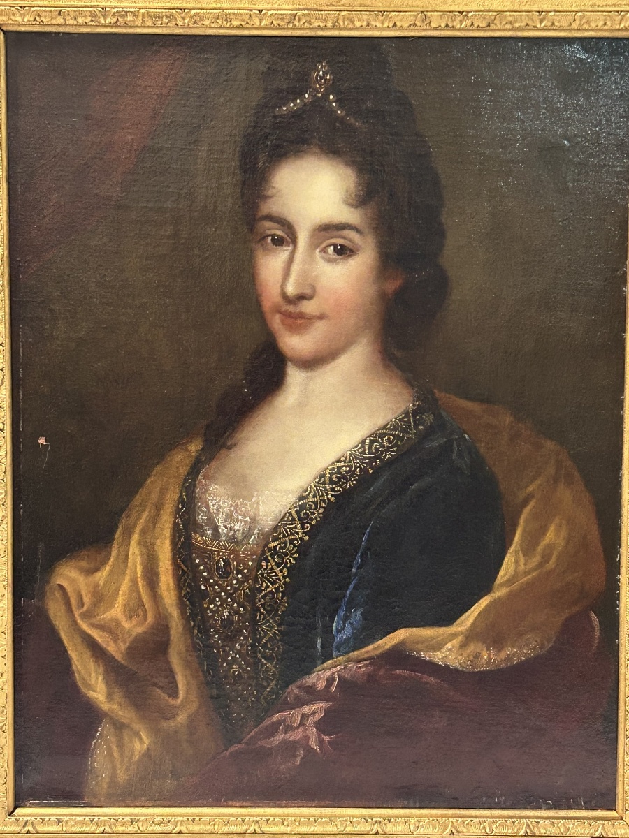 École Française du XVIIe portrait de femme de Qualité au diadème goût de François de Troy-photo-2