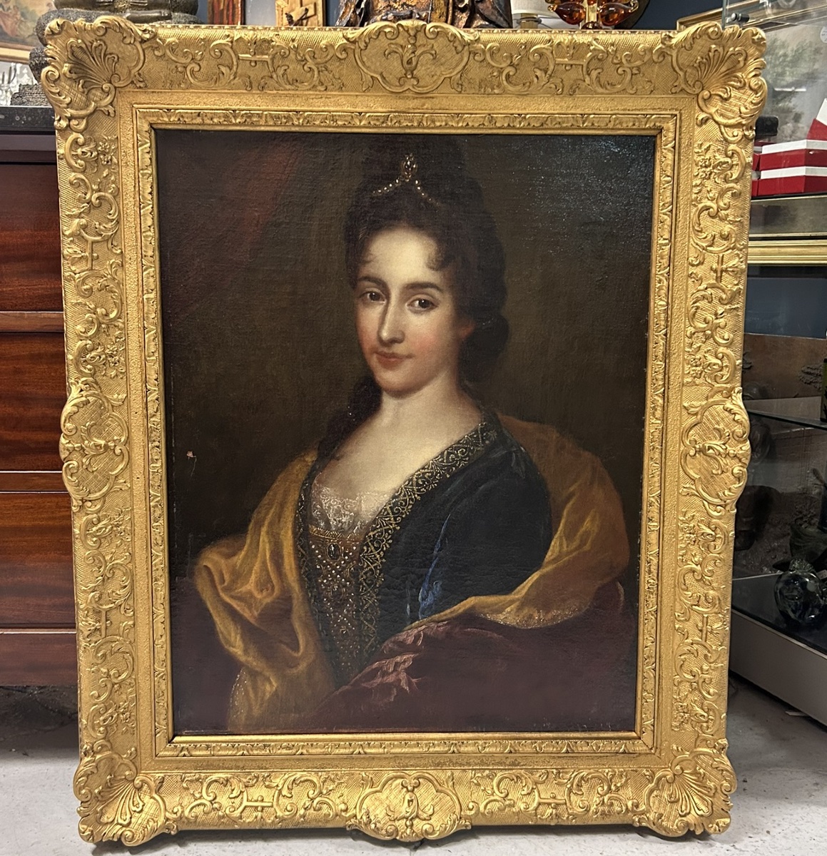 École Française du XVIIe portrait de femme de Qualité au diadème goût de François de Troy-photo-6