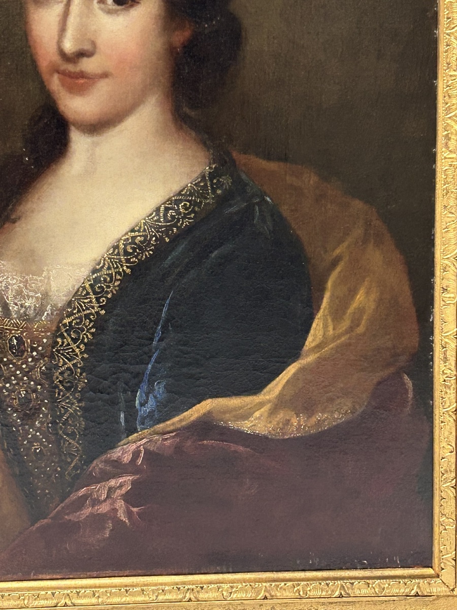 École Française du XVIIe portrait de femme de Qualité au diadème goût de François de Troy-photo-7