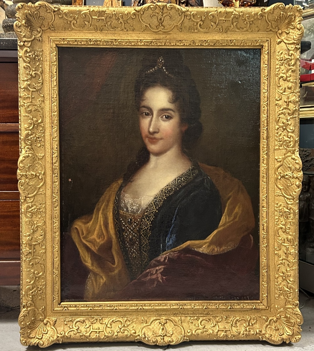 École Française du XVIIe portrait de femme de Qualité au diadème goût de François de Troy