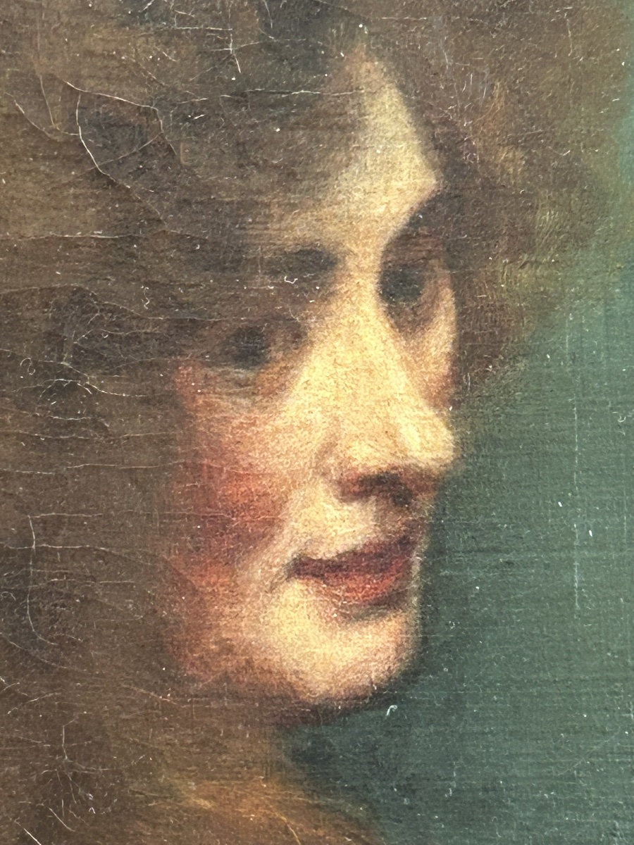 Lucy Lee - Robbins (1865-1943) étude portrait de jeune femme daté 1911 huile sur toile -photo-4