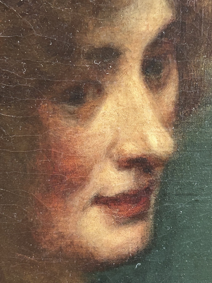 Lucy Lee - Robbins (1865-1943) étude portrait de jeune femme daté 1911 huile sur toile -photo-1