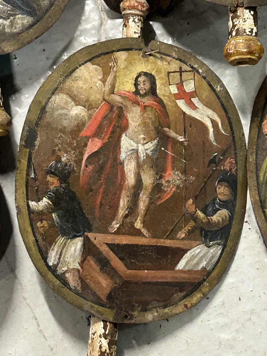 Lot Of Religious Art Candle Holders Or Procession Sticks Late 18th Or Early 19th Century-photo-1