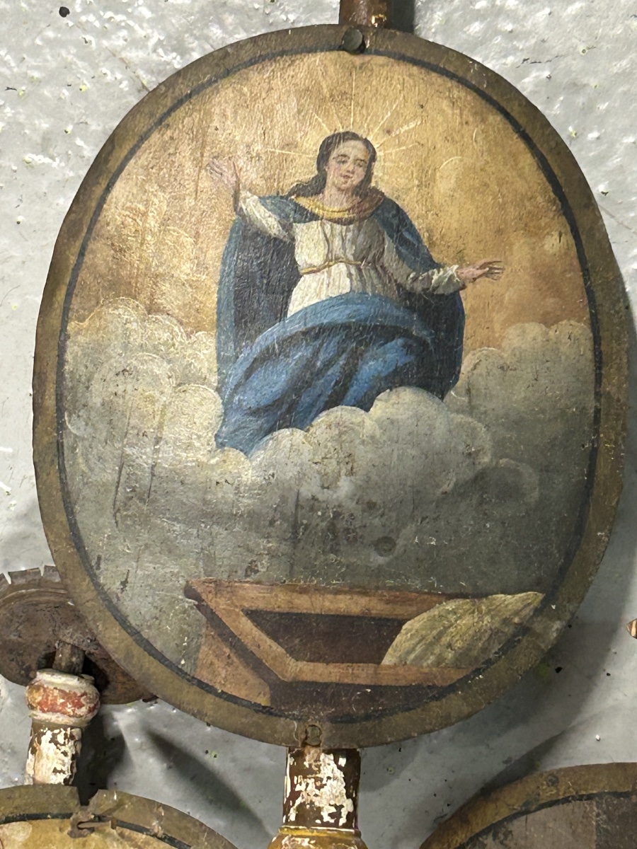 Lot Of Religious Art Candle Holders Or Procession Sticks Late 18th Or Early 19th Century-photo-2