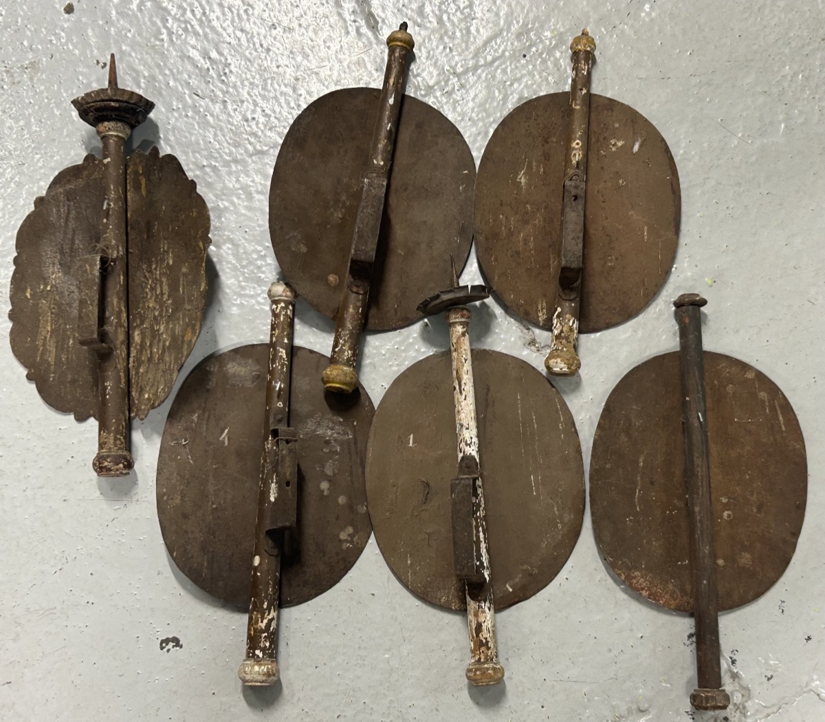 Lot Of Religious Art Candle Holders Or Procession Sticks Late 18th Or Early 19th Century-photo-7