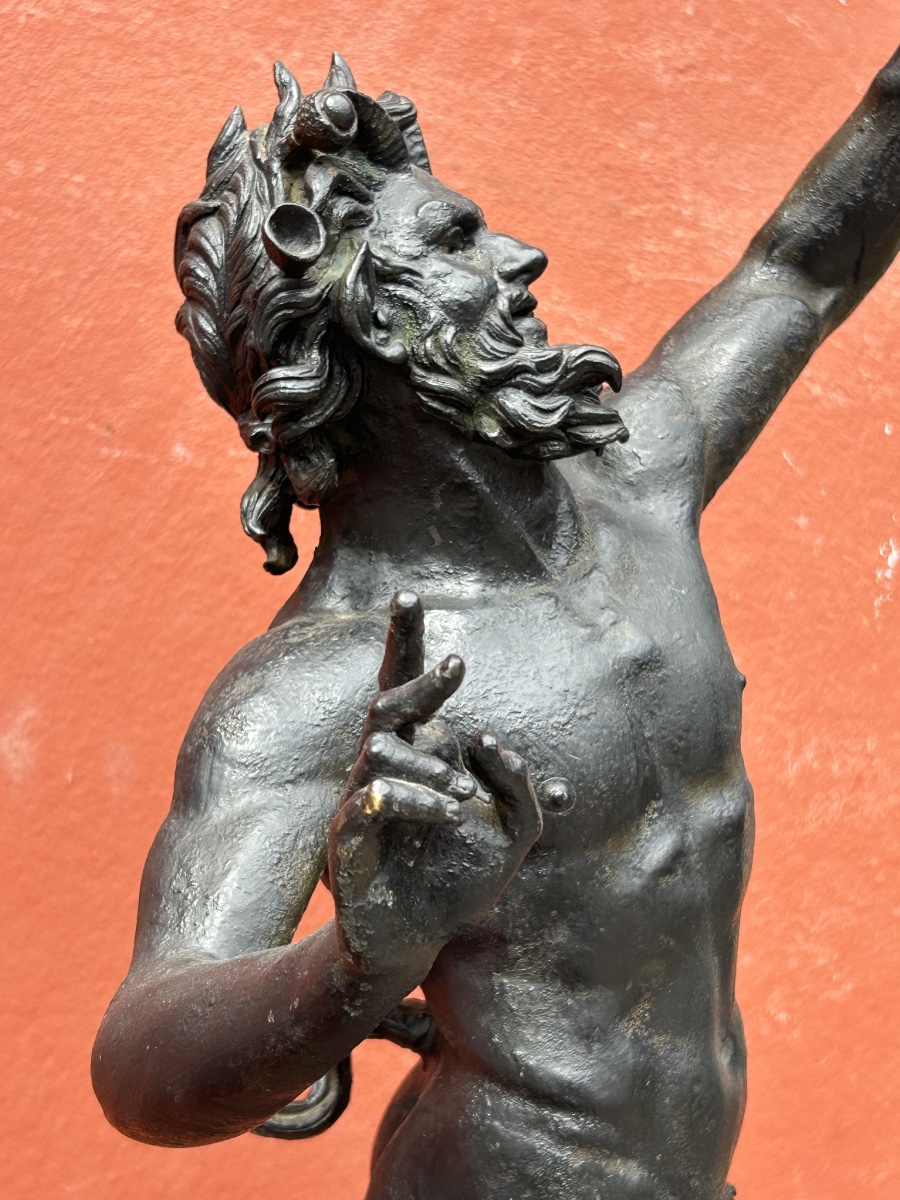 Bronze Of The Great Pompeii Dancing Faun Tour After The Antique 19th Century Cast H 82 Cm-photo-2